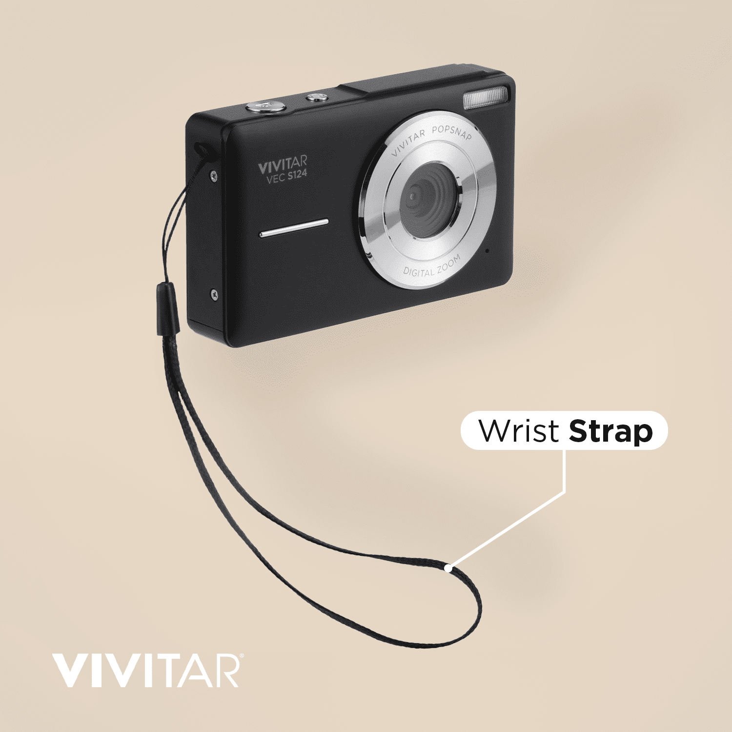 Vivitar Popsnap Compact Digital Camera, Black, 16X Zoom, 1080p, Built-in Flash, Micro SD, Slim Lightweight Pocket Design