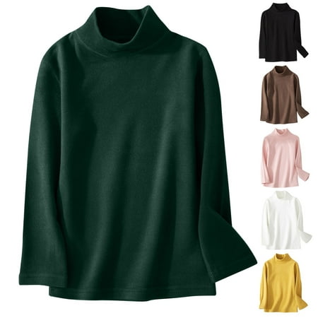 breaise Boys Girls Turtleneck Long Sleeve T-Shirts Warm Fleece Undershirt Tops Winter Mock Neck Base Layer Tee