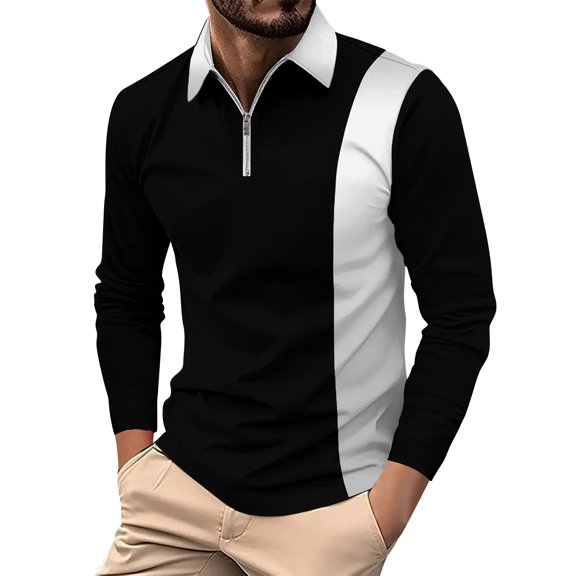 Mens Shirts, Awwp Men's Loose Fit Casual Fashion Lapel Long Sleeve T Shirts for Men Black L