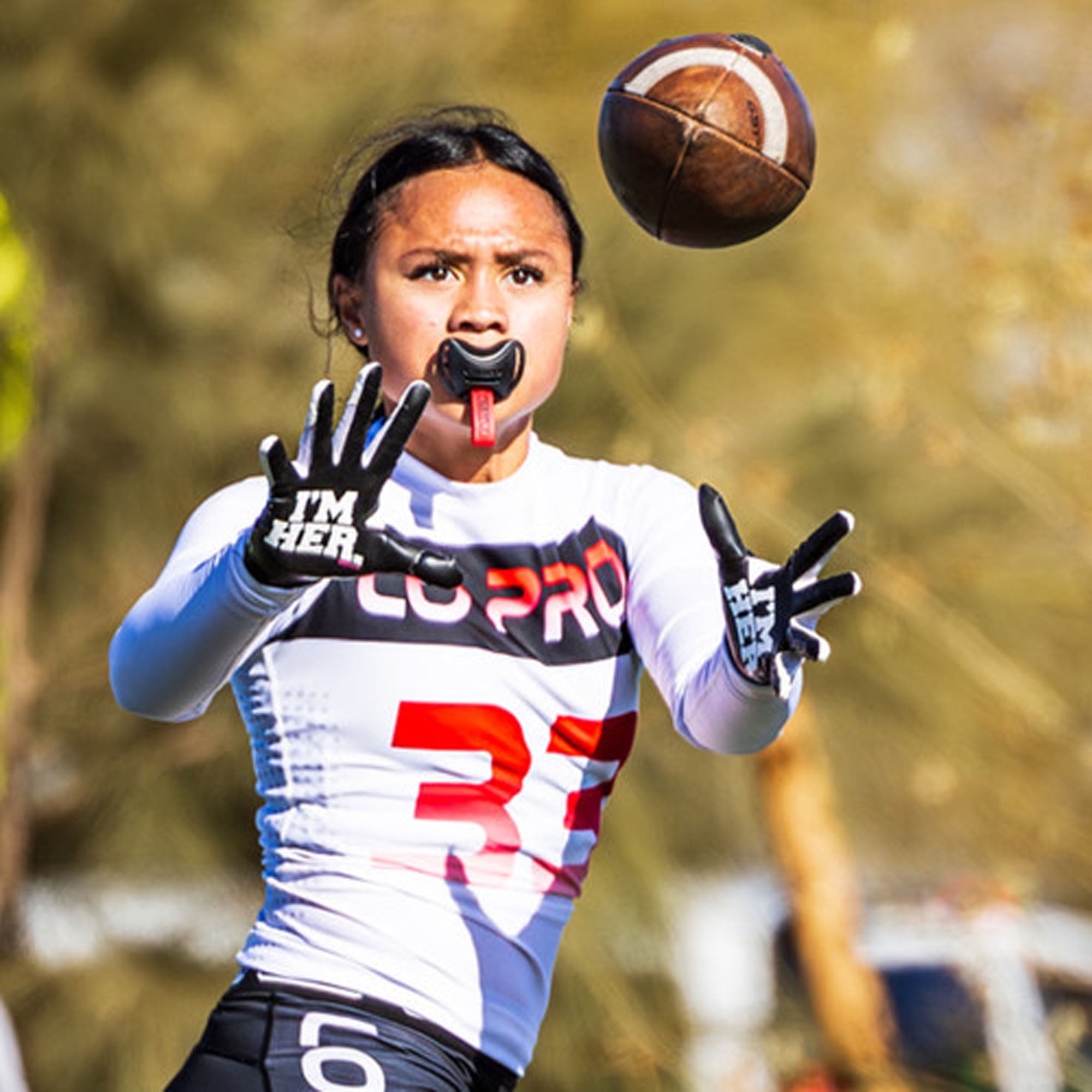 Battle Sports Adult Bella Glove "I'M HER" Female Receiver Football Glove - Black/White - Large