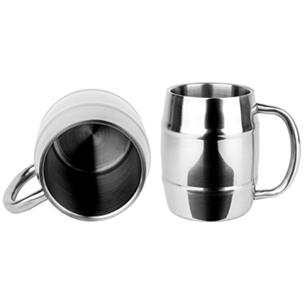 Bruntmor, 15 Oz Double Wall 18/8 Stainless Steel Beer Mug with Handle