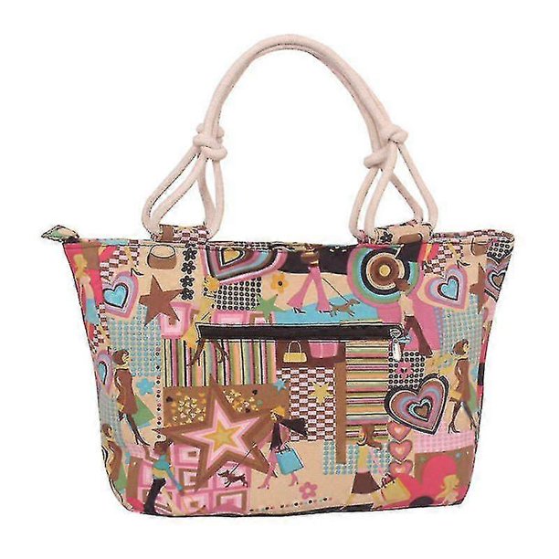 Fashion Summer Women's Canvas Handbag Love Girl Graffiti Shoulder Bag Female Casual Totes Beach Shopping Top-handle Bags