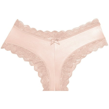 BYHONG Sexy Lace Thong Rhinestone Lift T Pants Sexy Lace Edge Pure Desire Seamless Crotch Fashion Underwear Women Panties Pink M