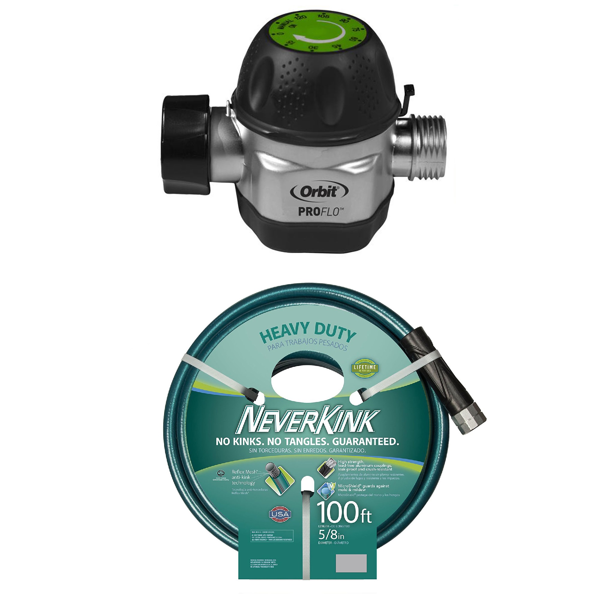 Orbit High Flow Mechanical Watering Timer and Teknor Apex 100 foot