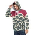 thumbnail image 6 of Swirls Japanese Woodblock Print Style Men’s Hoodies Sweatshirt with Full Zip Pockets Fleece Jackets, 6 of 8