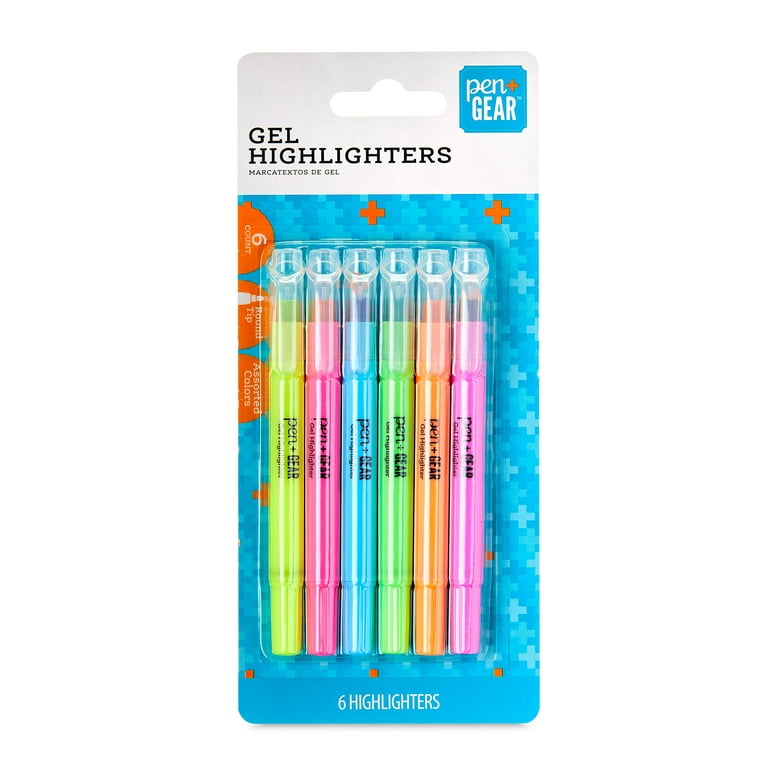 Pen + Gear Gel Highlighters, Assorted Colors, 6 Count, Size: 10.3*1.9*23cm, Multicolor