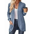 thumbnail image 3 of Cárdigan para Mujer, Suéter de Larga con Abertura Frontal y Bolsillos para Otoño e Invierno. Azul M, 3 of 8