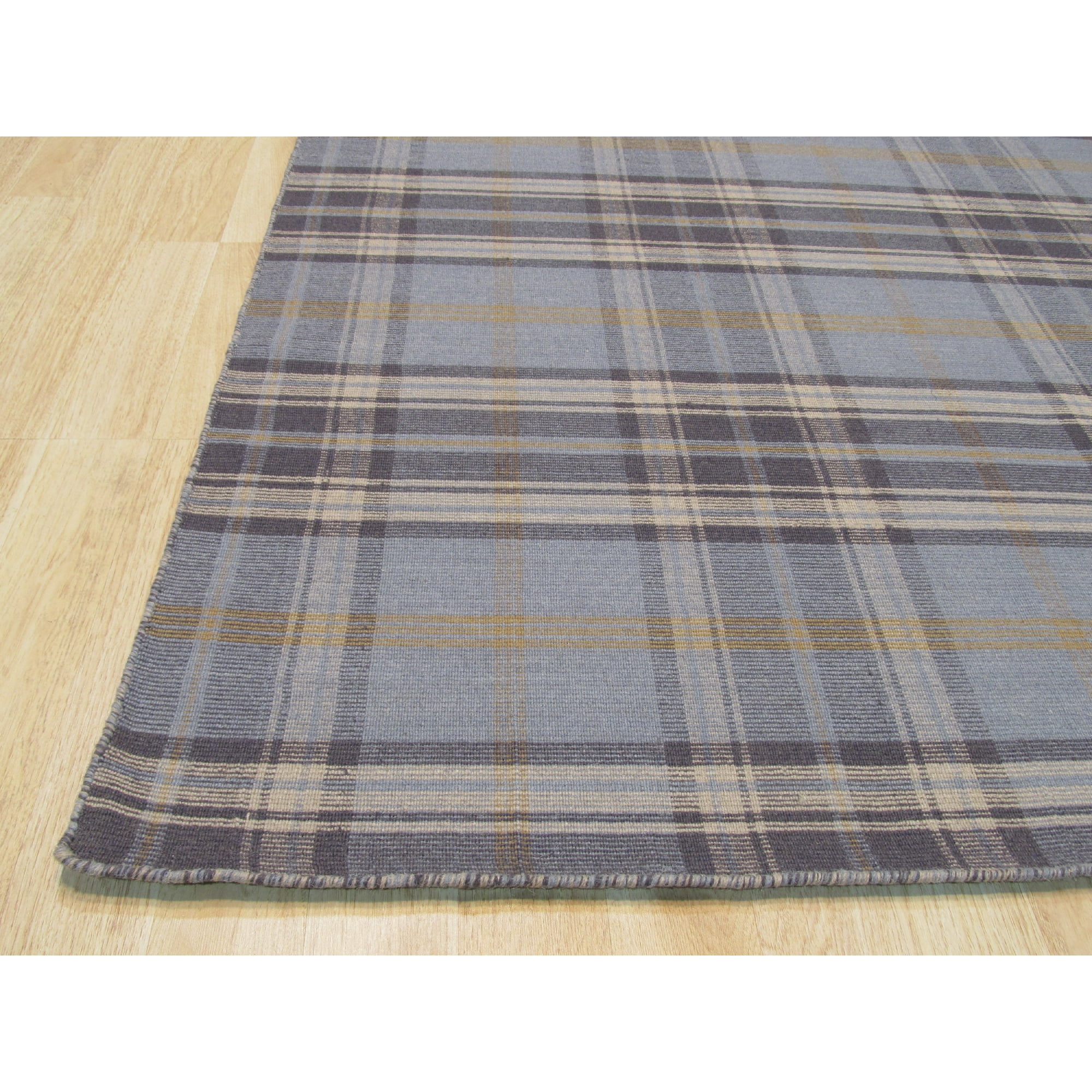 Blue Navy Plaid Handmade Wool Rug Walmart Canada