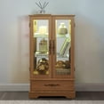thumbnail image 6 of Lighted Glass Curio Display Cabinet, 2-Door Collectible Cabinet with LED Lights and Adjustable Shelves, Light Oak Finish Display Case with Mirror Back for Living Room, Dining Room, Light Oak, 6 of 11
