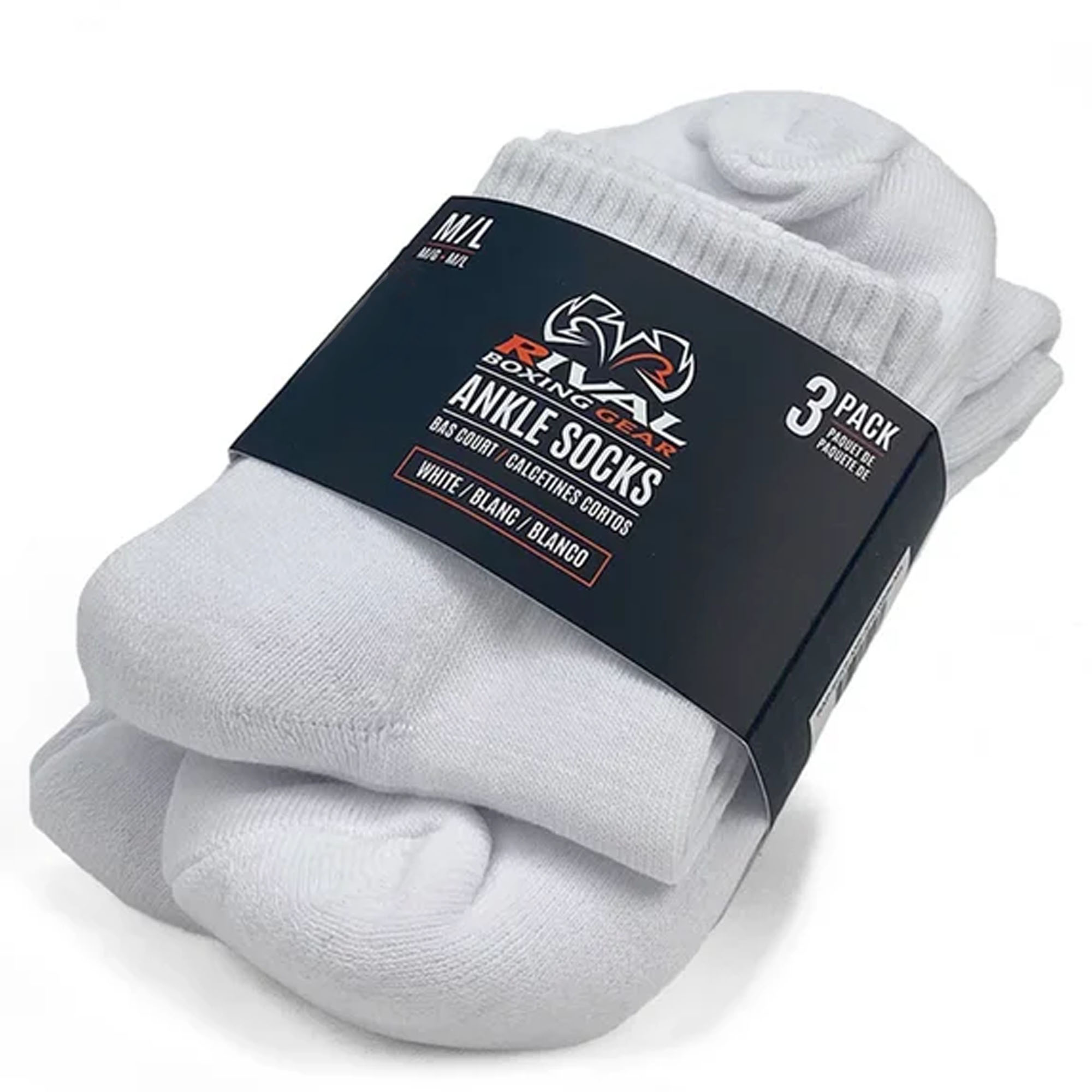 RIVAL Boxing - Ankle Socks - 3 Pack - White - M/L