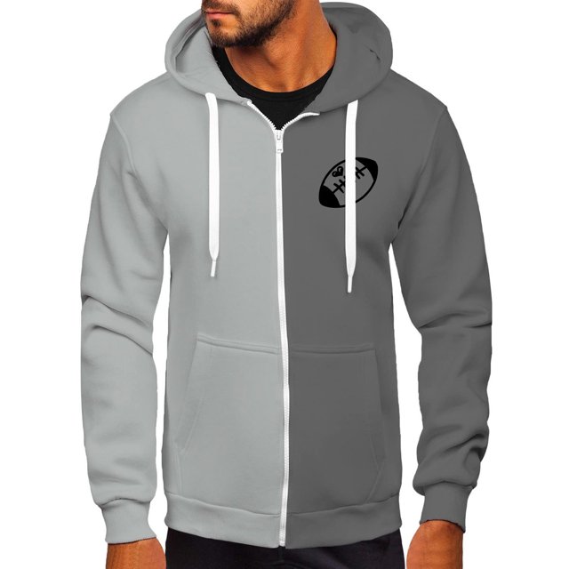 LOVZFMLL Vestes pour Hommes à Capuche Imprimé Bloc de Couleur Ample à Manches Longues Veste Décontractée à Capuche