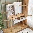 thumbnail image 3 of Yoneston Makeup Vanity Desk with Sliding Mirror & Adjustable Dimmable Hollywood Lights, Lady Dressing Table with 3 Open Shelves & 2 Drawers for Bedroom, White, 3 of 7