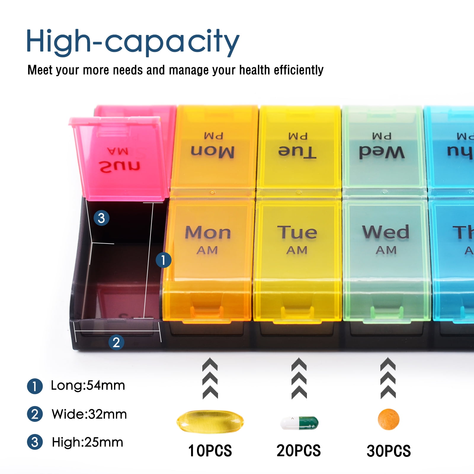 MediShot 2 Times a Day x 7 Day Pill<br>Supplement Powder Organizer