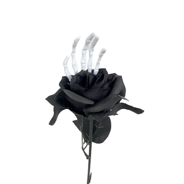 Ramo de mano de esqueleto de Halloween con rosas y ojos de calavera | Arreglo floral espeluznante para decoración terrorífica