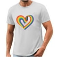 thumbnail image 4 of Busydd Pride Shirt Men LGBTQ Proud Rainbow Heart Graphic Tees Casual Comfy Short Sleeve Cotton T Shirts for Man Lightweight Versatile Round Neck Summer Tops 2XL, 4 of 4