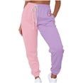 thumbnail image 1 of Hfyihgf Womens Color Block Y2k Baggy Sweatpants Drawstring High Waist Joggers Pants Trendy Relaxed Fit Trousers with Pockets(Pink,3XL), 1 of 8