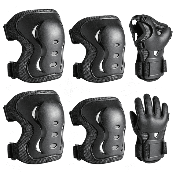 TELOLY Kids/Youth/Adult Knee Pads Elbow Pads with Wrist Guards Protective Gear Set 6 Pack for Roller Skating Skateboard Cycling Skating Bike Scooter Riding Sports