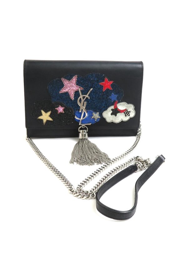 Pre-Owned Saint Laurent SAINT LAURENT Chain Wallet Leather Black x Multicolor Women's... (Good)