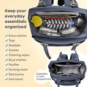 Ruvalino Baby Diaper Bag Backpack, Multifunction Waterproof Travel Bag with Insulated Bottle Holders, Durable Fabric and Changing Pad, Navy Blue