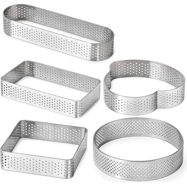 FANGSUN 4 Inch English Muffin Rings, Stainless Steel Crumpet Rings, Tart Rings for Baking, Double Rolled Nonstick Round Cake Ring, Metal Pastry Ring Mold for Dessert Food Making Tool, 0.75 inch-Height