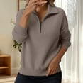 thumbnail image 5 of Quarter Zip Sweater Women, Yigetop Women Tops Quarter Zip Fall Winter Tunics V Neck Collared Outfits Loose Fit Casual Oversized Pullover 1/4 Zip Pullover Women, Khaki 3XL, 5 of 6