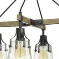 thumbnail image 4 of Metal Chandelier with Wooden Crossbar Support, Black and Brown- Saltoro Sherpi, 4 of 5