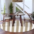 thumbnail image 4 of Beige Striped Large Area Rugs for Bedroom Living Room, Soft Non Slip Carpet Bedside Rug, Modern Farmhouse Beige White Stripes Round Floor Cover Kitchen Accent Rug 6' for Dining Room/Office, 4 of 9