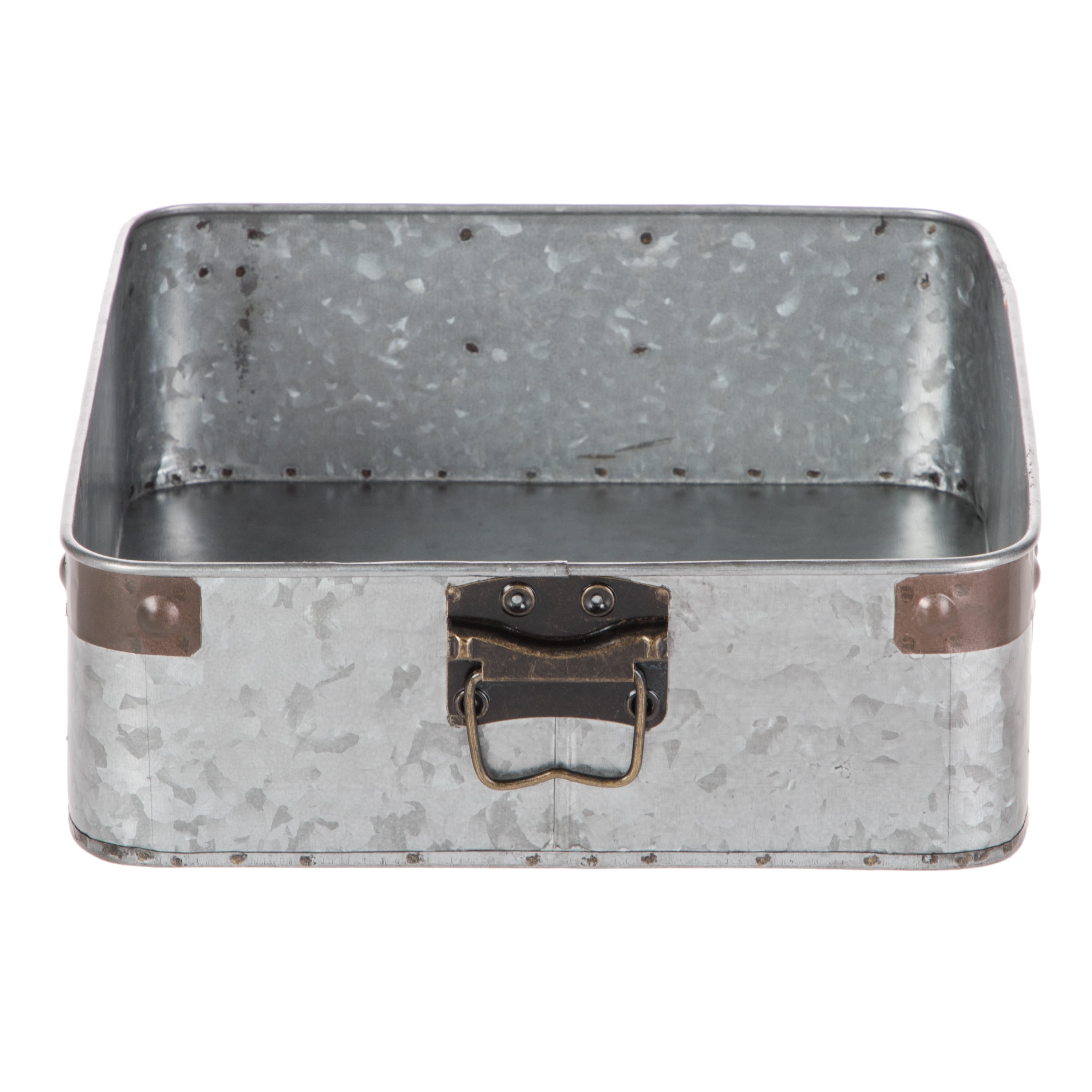Mainstays Silver Galvanized Metal Square Tray with Bronze Antique Accents