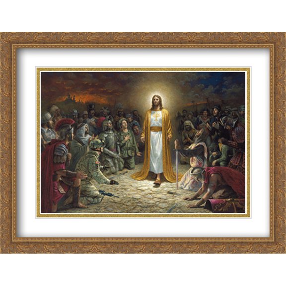 Peace Is Coming 2x Matted 30x23 Large Gold Ornate Framed Art Print by Jon McNaughton
