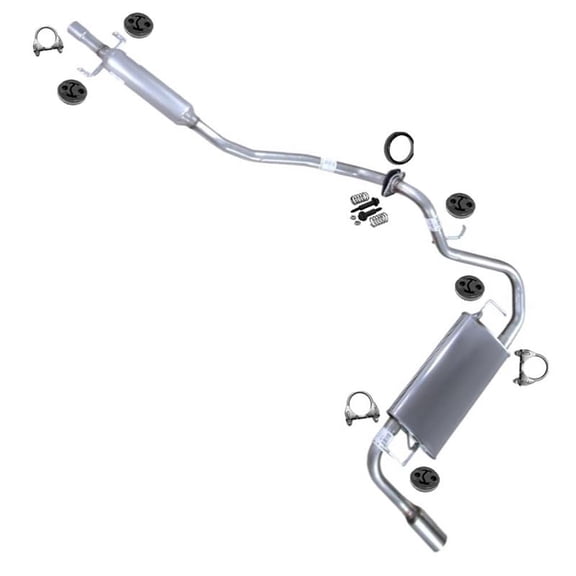 Northeastern Exhaust Resonator, Extension Pipe, Muffler & Tail Pipe Fits 2005-2008 Pontiac Vibe 1.8L (FWD Models Only with 1ZZ-FE DOHC Engine) - Direct Fit | Stainless Steel System Kit