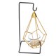 thumbnail image 3 of Portavelas de cristal de metal, elegante portavelas votivo dorado para hogar, oficina, bar, ambiente romántico, diseño único de pergamino, 3 of 14