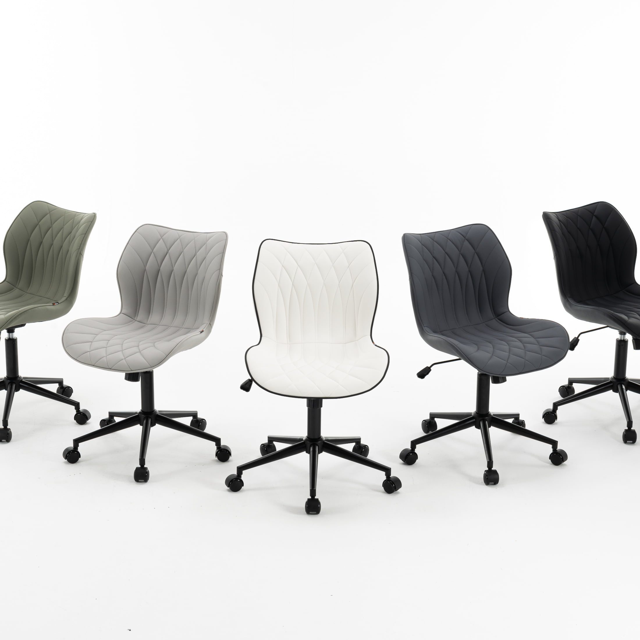 Kidol & Shellder PU Leather Desk Chair, Adjustable Swivel Office Chair, Upholstered Modern Task Chair with Wheels, Ergonomic Swivel Chair, High Back Chair, Gray Purple