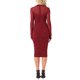 thumbnail image 3 of Vestido de malla INSPIRE CHIC para mujer, con cuello alto, mangas largas, vestido de cóctel ajustado en color rojo oscuro, 3 of 6