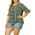 thumbnail image 3 of Agnes Orinda Women's Plus Size Ruffle V Neck Smocked Sleeves Top Blouse, 3 of 8