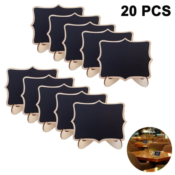 20 piezas de pizarra pequena con soporte de tiza y borrador letreros de madera con bordes rectos y ondulados para escribir como etiquetas de precio tablero de notas tarjeta de nombre Xemadio
