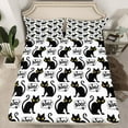 thumbnail image 2 of jejeloiu Cute Cartoon Pet Cat Full Size Sheets,Kawaii Kitten Animal Bed Sheets,White Black Sheet Sets For Girl Boys,Ultra Soft Home Decor,4 Pieces, 2 of 7