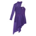 thumbnail image 6 of Aislor Kids Girls Contemporary Lyrical Dance Dress One Sleeve Long Skirt Leotard Modern Jazz Latin Ballerina Costume Size 6-16 Purple 8, 6 of 7