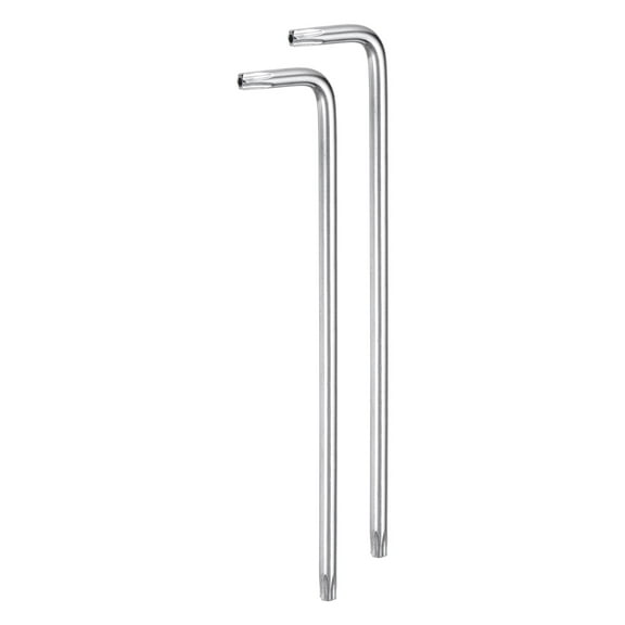 2packs T25 Long Arm Tamper Proof Torx Wrench Star Keys, S2 Steel Chrome Coated Surface