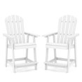 thumbnail image 1 of Costway 2 PCS Tall Bar Stool HDPE Patio Chair with Armrest Footrest Home Indoor Outdoor White, 1 of 8