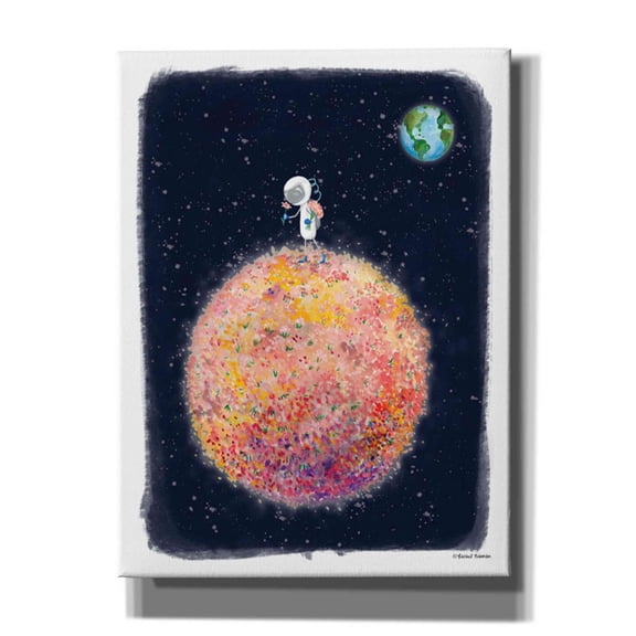 Epic Graffiti 'Stop and Smell the Moon' by Rachel Nieman, Canvas Wall Art, 12"x16"