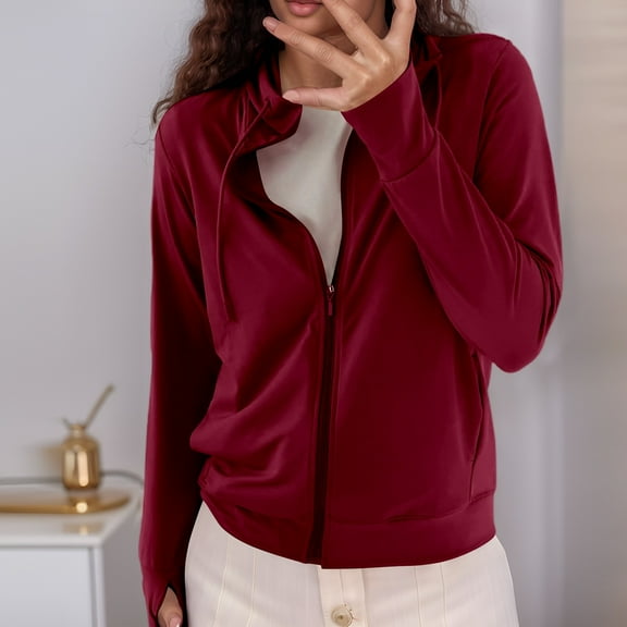 Women's Summer Zip Up Hoodie With Mesh Sleeve Lightweight Sun Jacket Women Business Jacket Jacket for Dress Women Womens Vests Fashion Womens Lightweight Vest Women Casual Anorak Jacket Jackets for