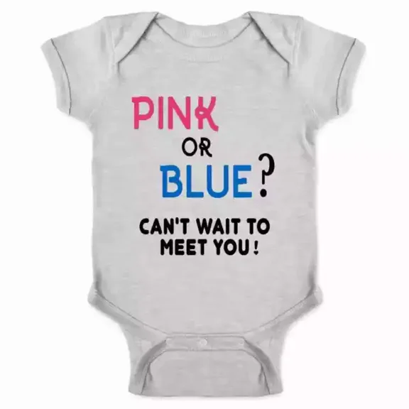 Gender Reveal Pink Or Blue Cant Wait To Meet You Baby Bodysuit Cute Baby Onesie, BABY BODYSUIT LAT 4424