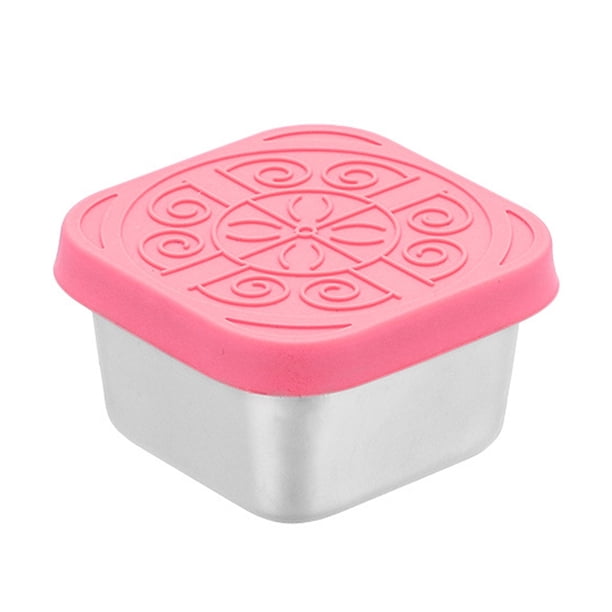 Recipiente de acero inoxidable para aperitivos, a prueba de fugas, para salsas con tapas de silicona, 60 ml, para condimentos, para aderezos de ensaladas y salsa de tomate.