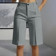 thumbnail image 2 of Taqqpue Bermuda Shorts for Women Cargo Shorts Knee Length 6 Pockets Elastic Waist Long Shorts for Summer Casual, 2 of 10