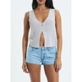 thumbnail image 3 of Yunliwuli Women's Knitted Tank Tops Sleeveless Deep V Neck Solid Color Button Down Slim Fit Vest Tops, 3 of 9