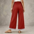 thumbnail image 4 of Yungyresw Womens Wide Leg Palazzo Pants Lace Hem Elastic Smocked Waist Casual Pants Lightweight Straight Trousers With Pockets Red M, 4 of 4