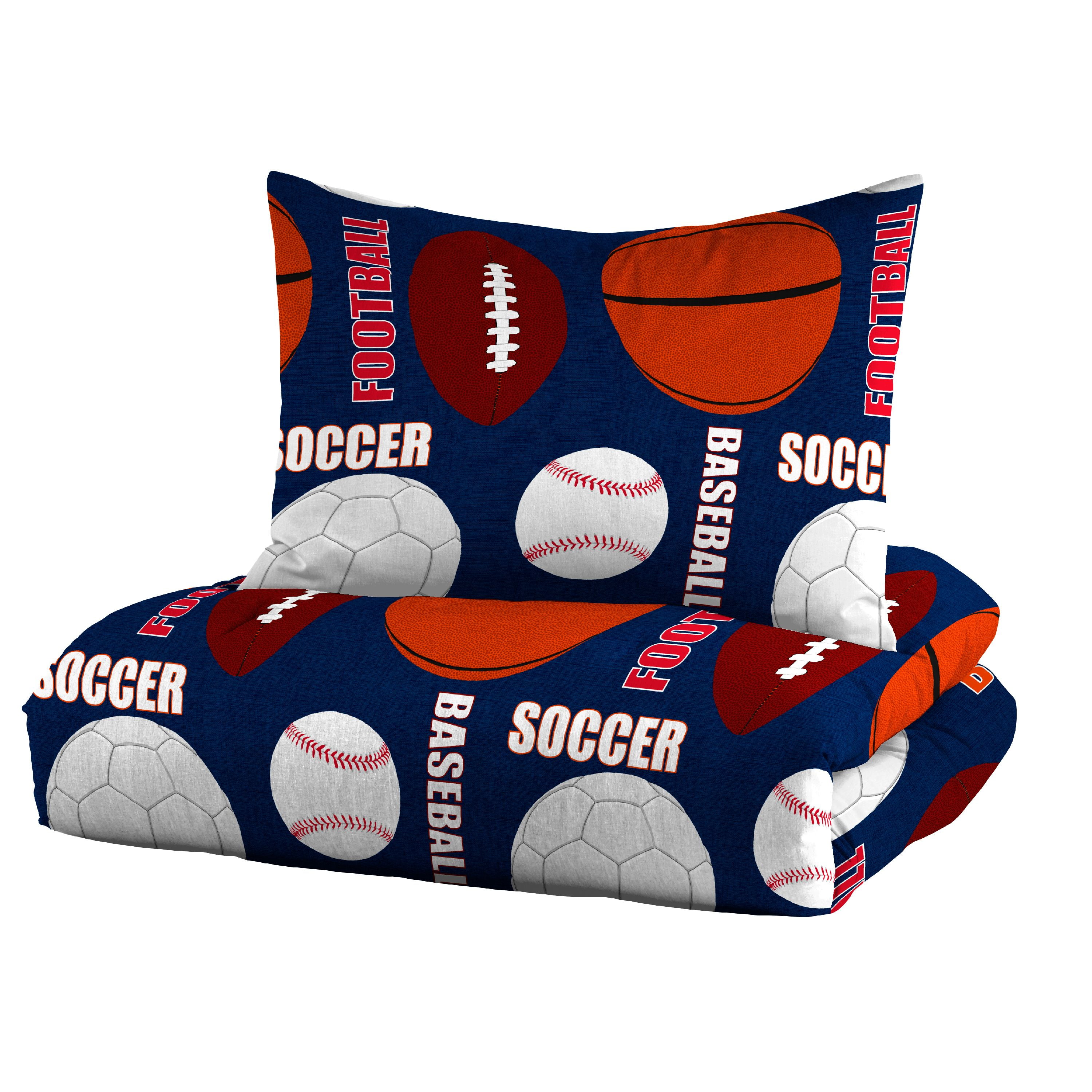 Dream Factory All Sports Full 7 Piece Comforter Set, Printed Pattern, Polyester, Microfiber, Navy