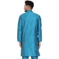 thumbnail image 5 of SKAVIJ Men's Indian Art Silk Long Top Casual Crew Neck Party Kurta (Medium, Turquoise), 5 of 5