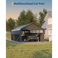 thumbnail image 3 of 12x20 FT Heavy Duty Enclosed Metal Carport, All-Weather Outdoor Storage with Galvanized Steel Frame & Roof – Gable End Doors, Waterproof Tarp for Pickup Trucks, Boats, Tractors, 3 of 6