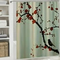 thumbnail image 6 of Creowell Red Floral Cherry Blossom Shower Curtain for Bathroom Bird Spring Blossoming Plum Asian Japanese Flower Bathtub Decor Plant Hummingbird Aesthetic Waterproof Polyester Fabric White, 6 of 7